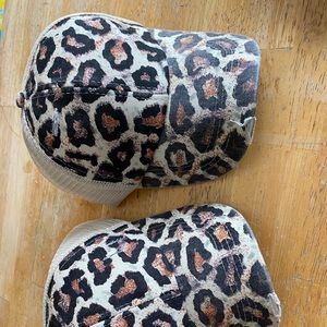 2 Distressed Leopard Print Ponytail Hats